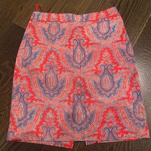 J. crew the pencil skirt paisley size 4